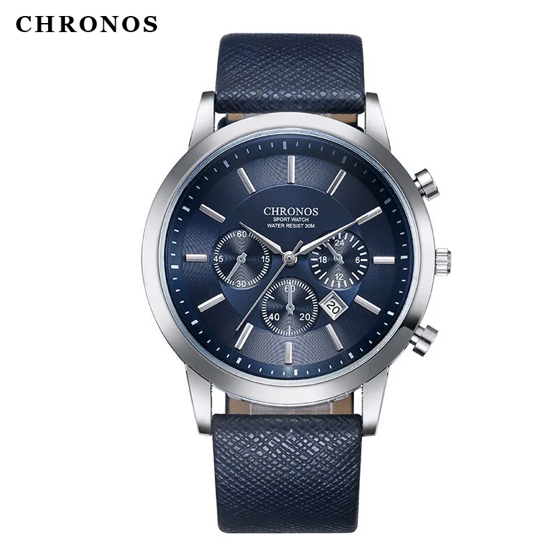 Reloj CHRONOS CH04 para Hombre — Cuarzo, Correa de Piel, Fecha