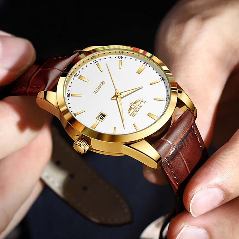 Reloj LIGE 89143 para Hombre — Cuarzo, Correa de Piel, Fecha