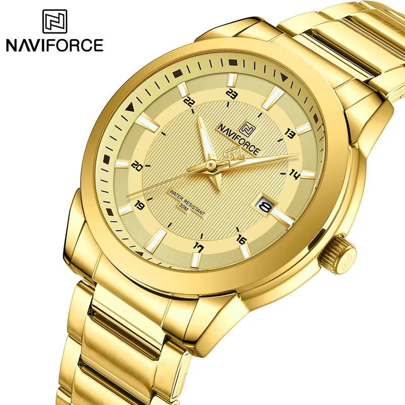 Reloj NAVIFORCE 8029 para Hombre — Acero Inoxidable, Cuarzo, Fecha, Resistente al Agua