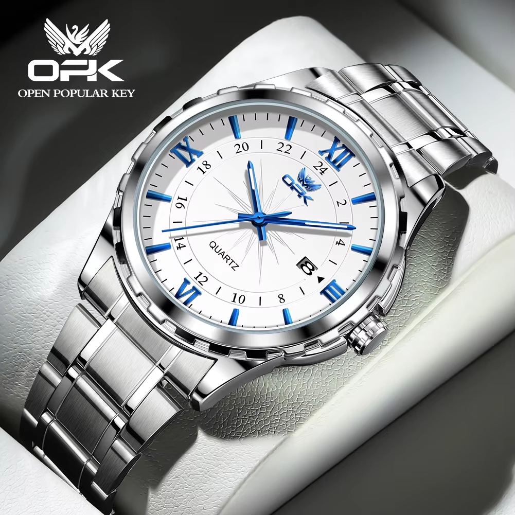 Reloj OPK 6003 para Hombre — Cuarzo, Doble Calendario, Brazalete Metálico